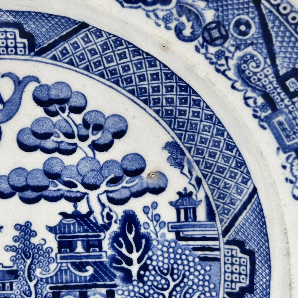 Antique J Wood Newcastle Blue Willow Transferware Plate English Staffordshire